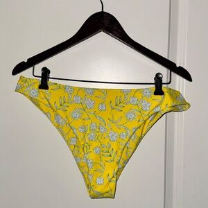 💙 Zaful Bikini Bottoms XL - High cut, bright yellow floral print, cheeky cut